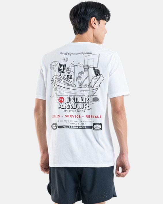 男士UA Sporting Goods短袖T恤 in White image number 1